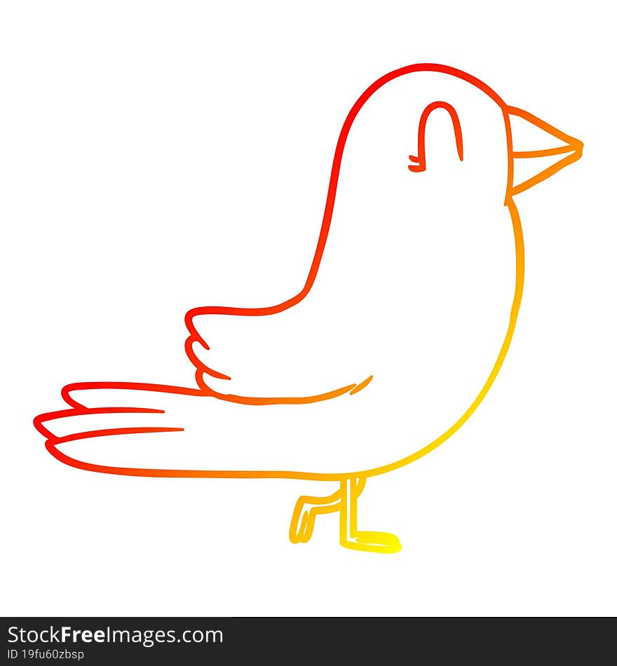 warm gradient line drawing of a cartoon bird