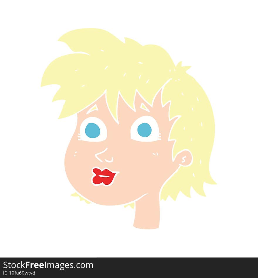 flat color illustration of female face. flat color illustration of female face