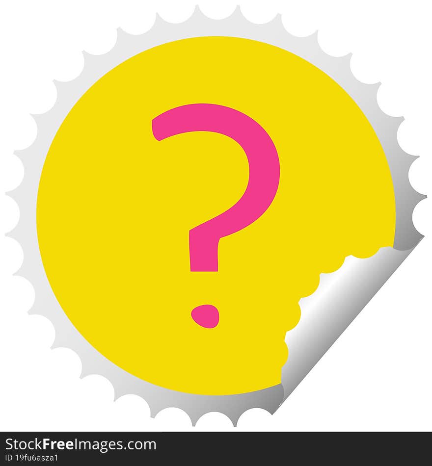 Circular Peeling Sticker Cartoon Question Mark