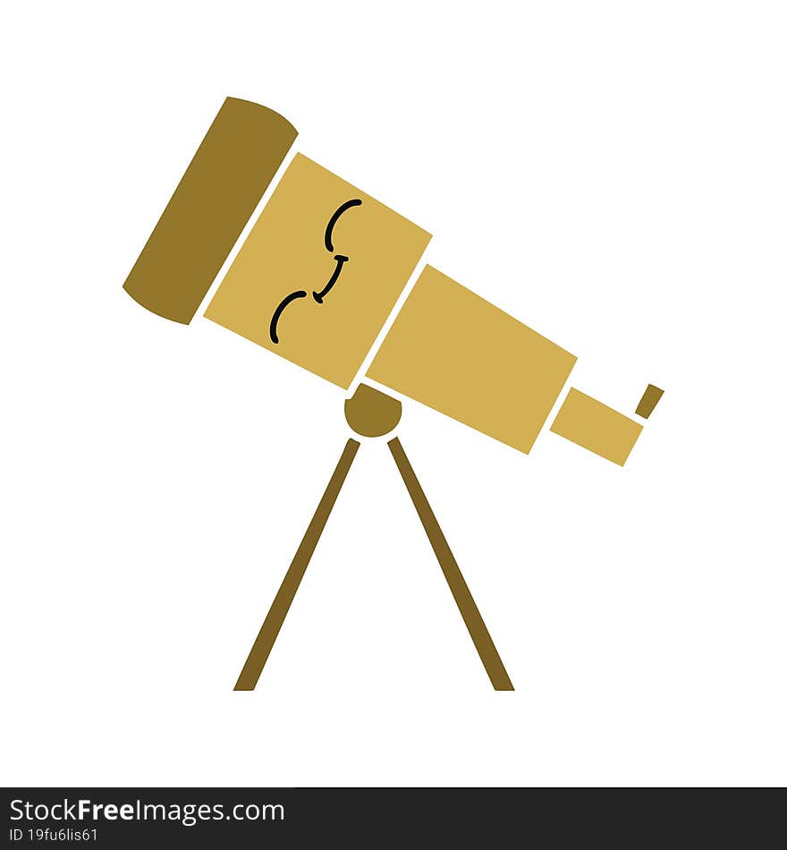 Flat Color Retro Cartoon Telescope