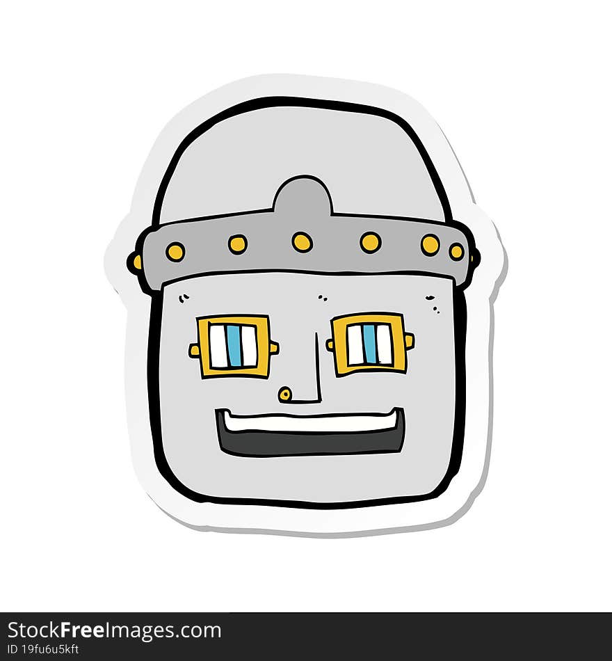 Sticker Of A Cartoon Robot Head