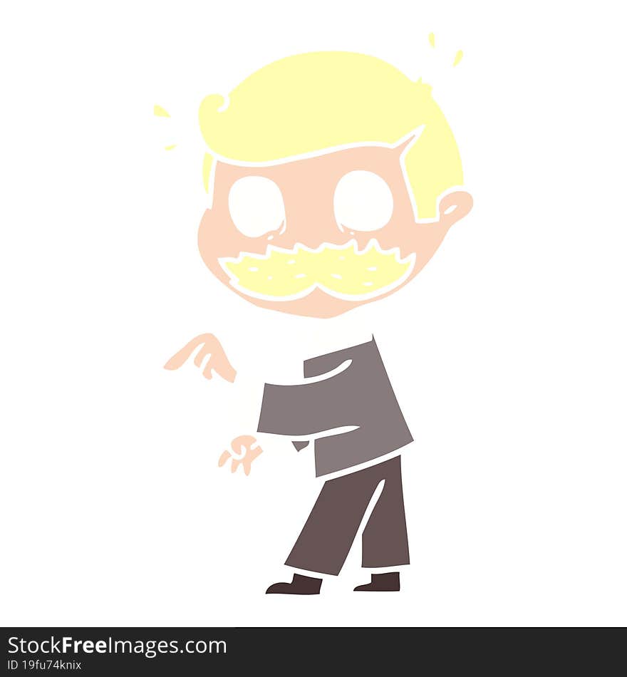 Flat Color Style Cartoon Man With Mustache Making A Point