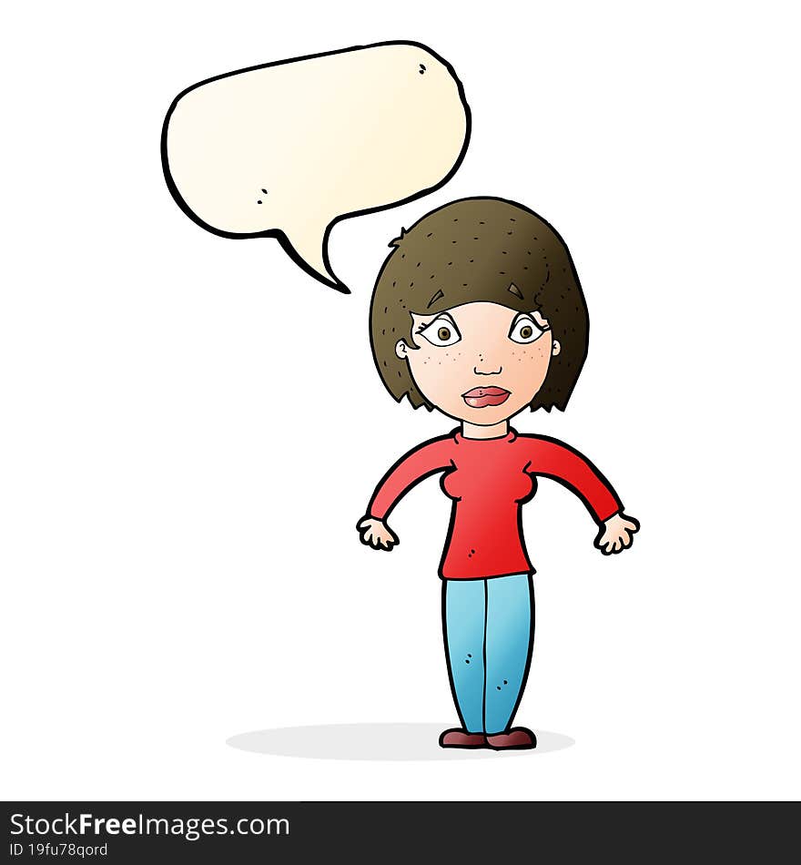 cartoon surprised woman with speech bubble