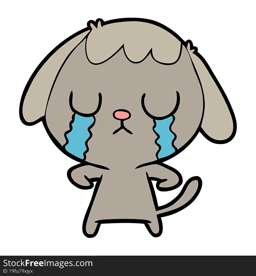 cute cartoon dog crying. cute cartoon dog crying