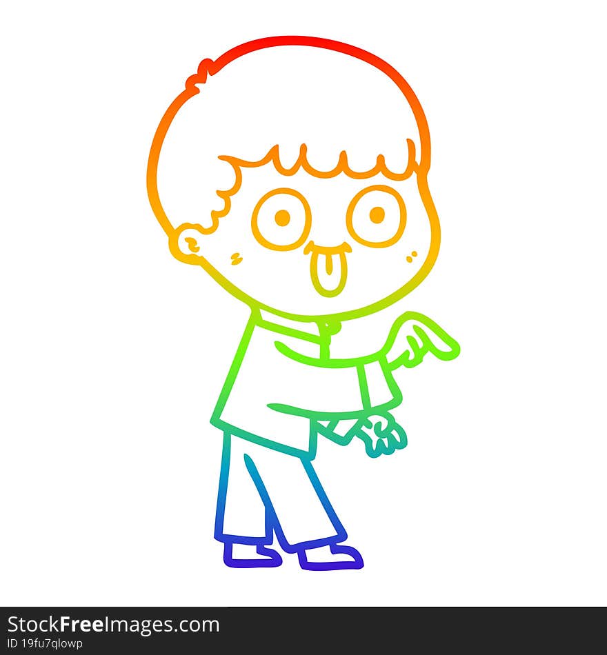 rainbow gradient line drawing of a cartoon man staring