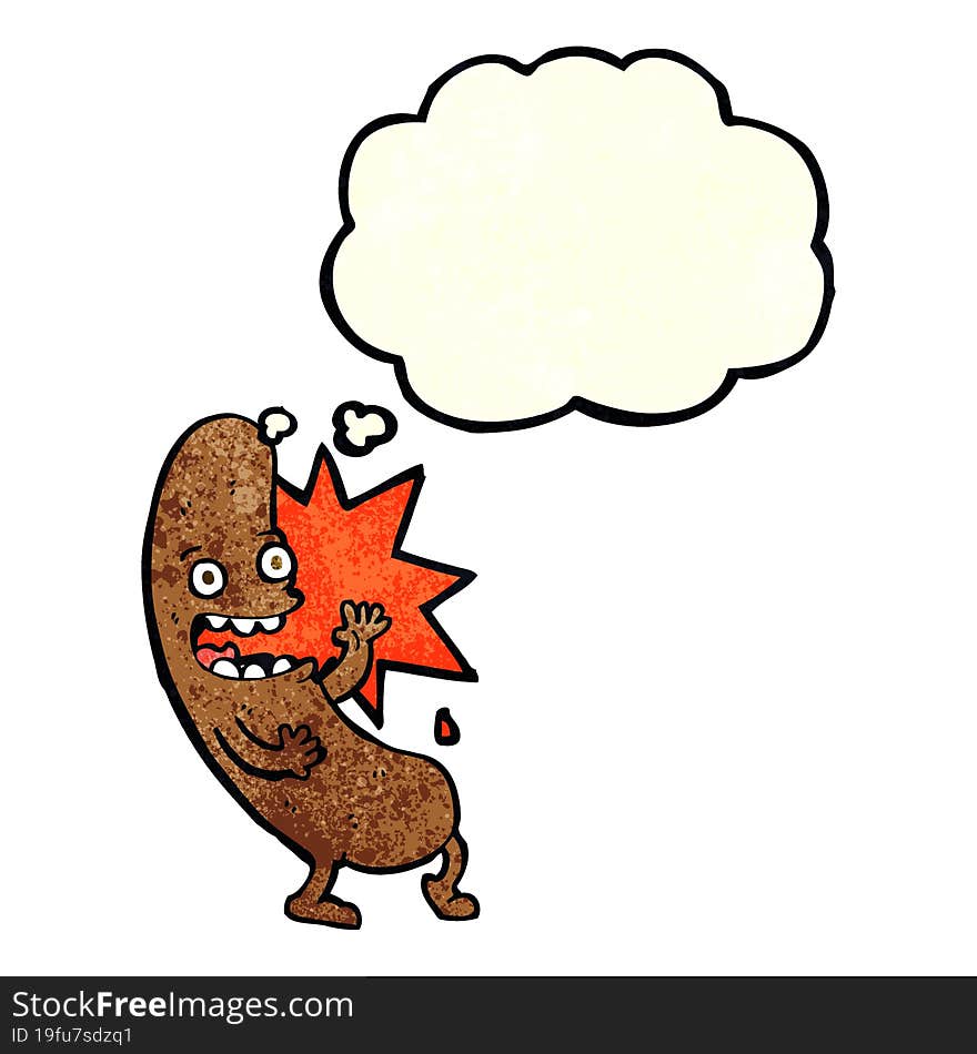 cartoon sausage with thought bubble