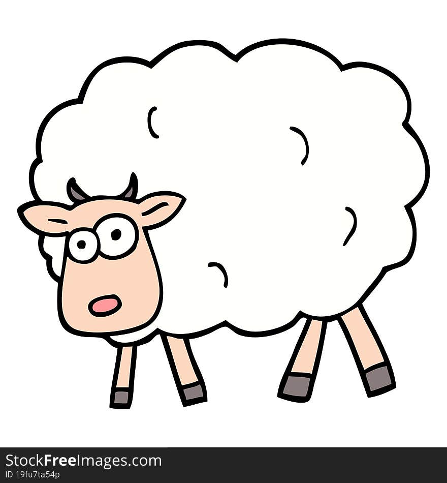 hand drawn doodle style cartoon sheep