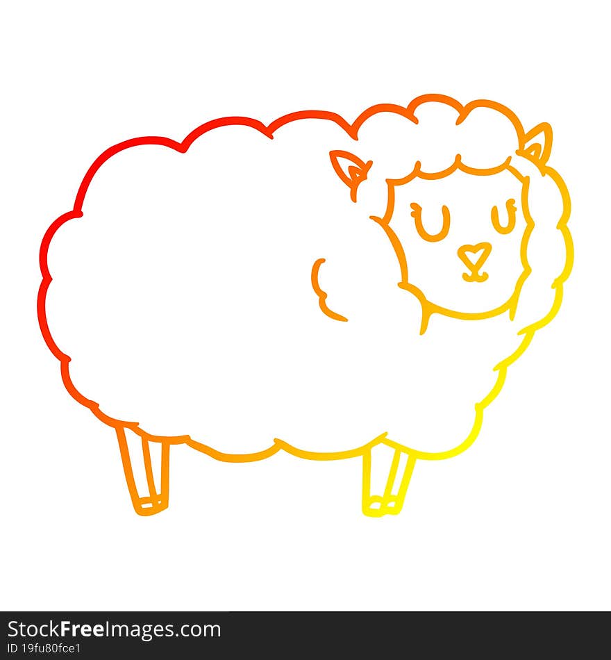 Warm Gradient Line Drawing Cartoon Sheep