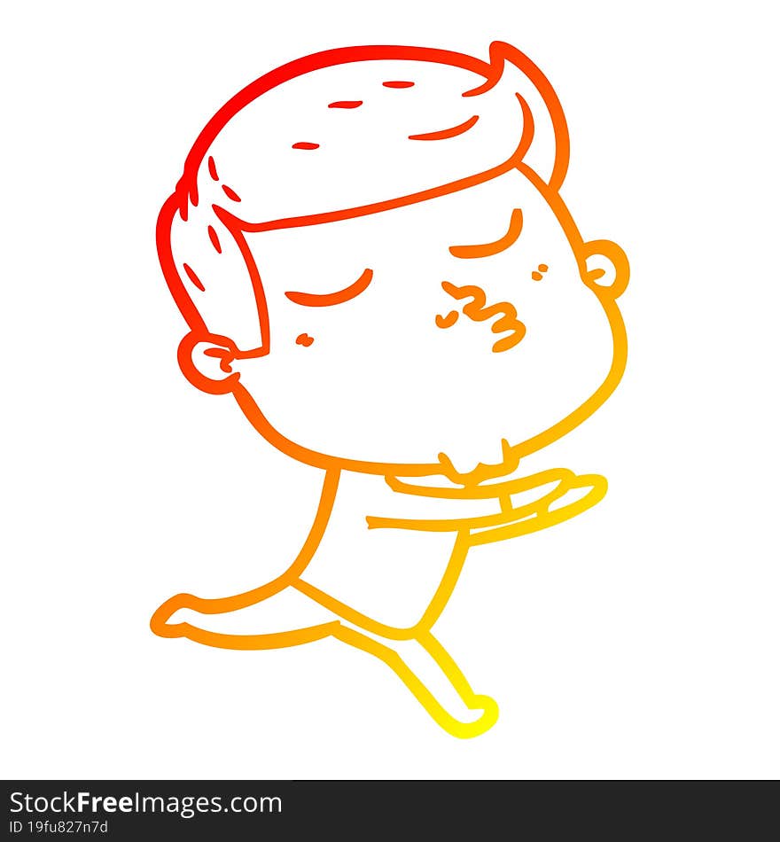 warm gradient line drawing cartoon model guy pouting