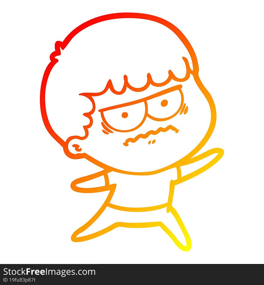 Warm Gradient Line Drawing Cartoon Annoyed Man