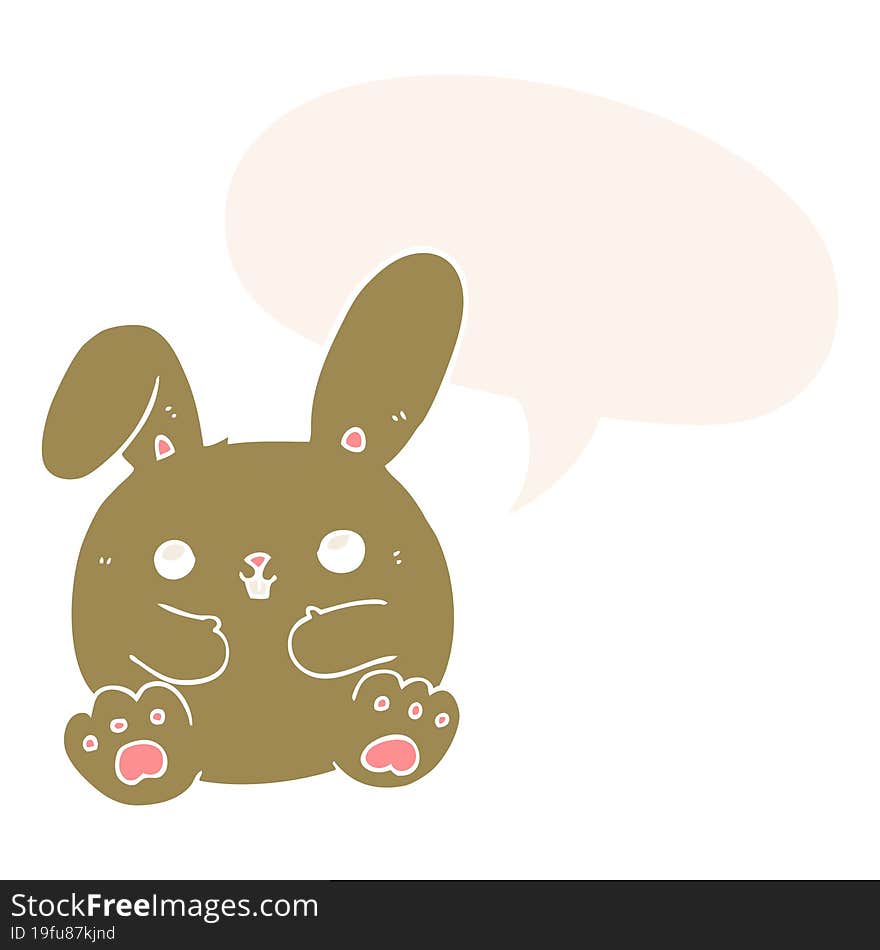 Cartoon Rabbit And Speech Bubble In Retro Style