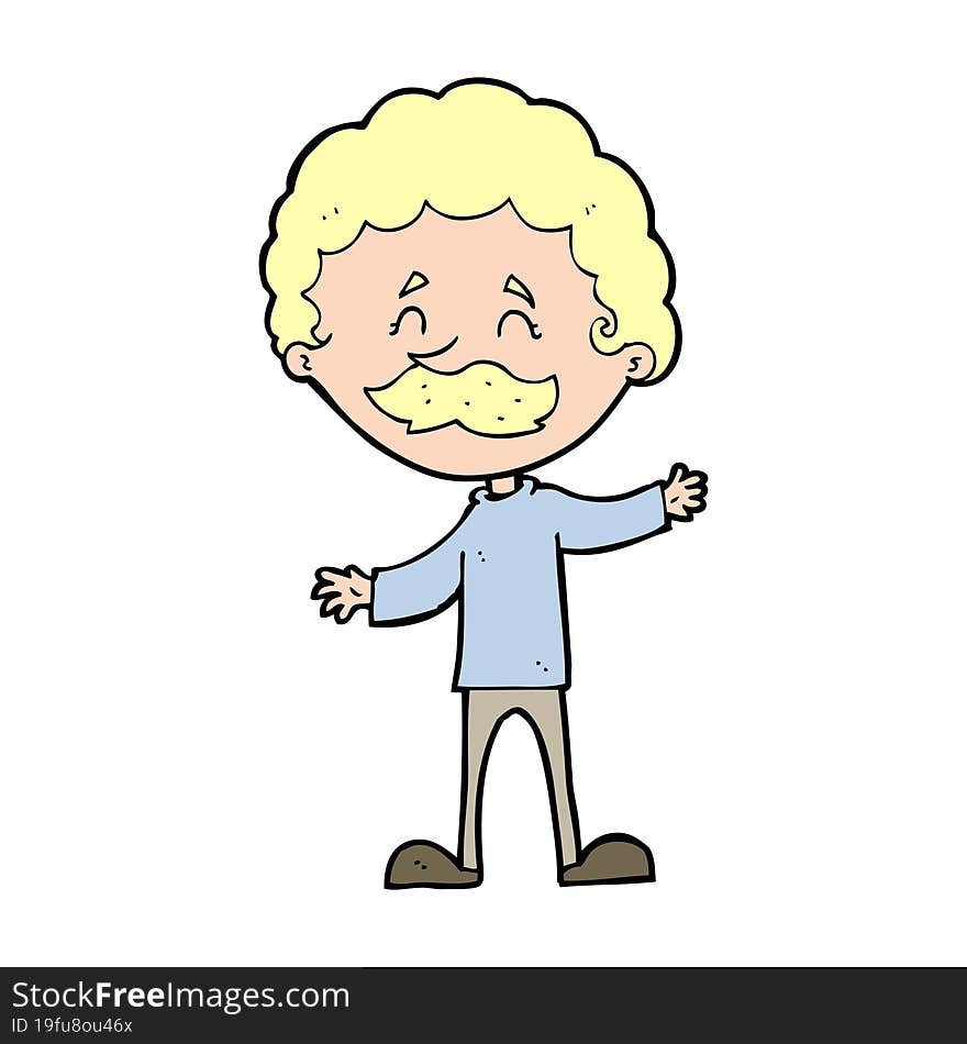 cartoon happy man with mustache