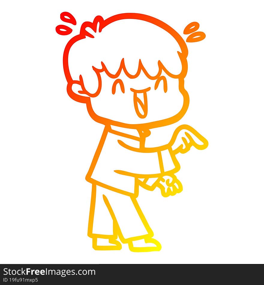 warm gradient line drawing cartoon laughing boy