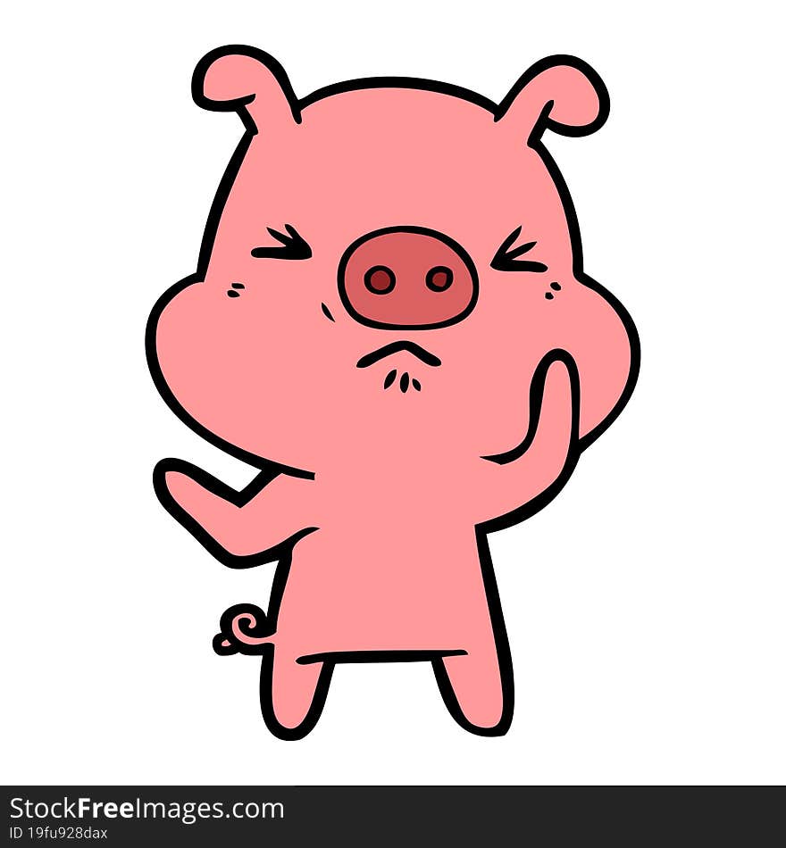 cartoon angry pig. cartoon angry pig