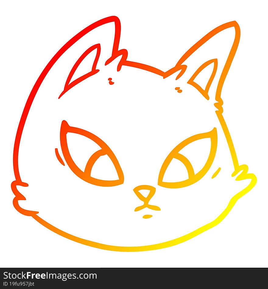 warm gradient line drawing cartoon cat face