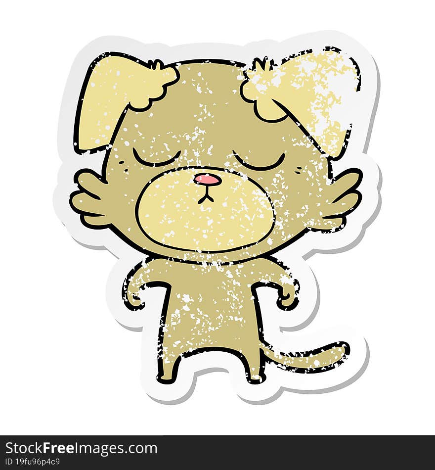 Distressed Sticker Of A Cute Cartoon Dog