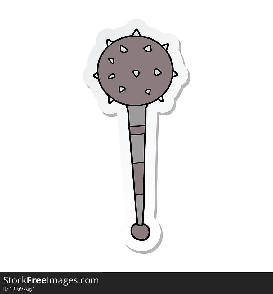 sticker of a cartoon medieval mace