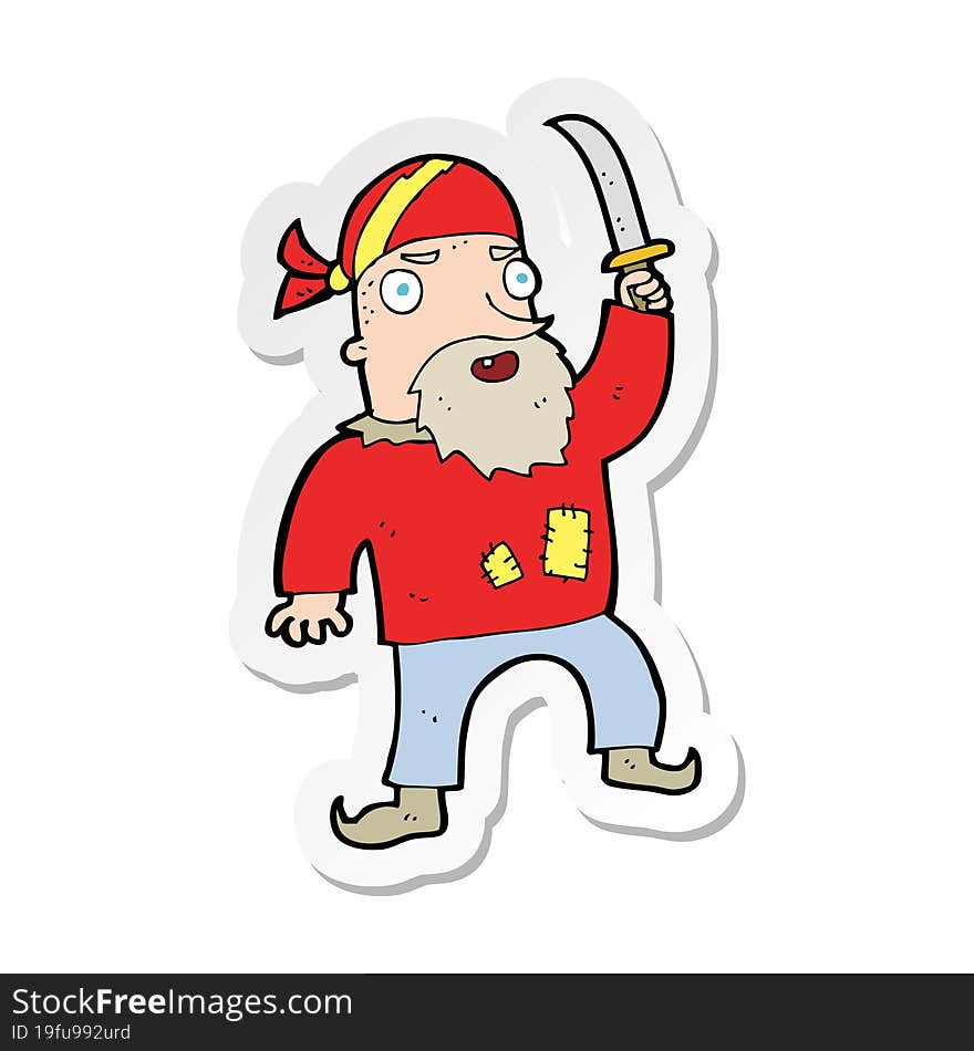 sticker of a cartoon pirate