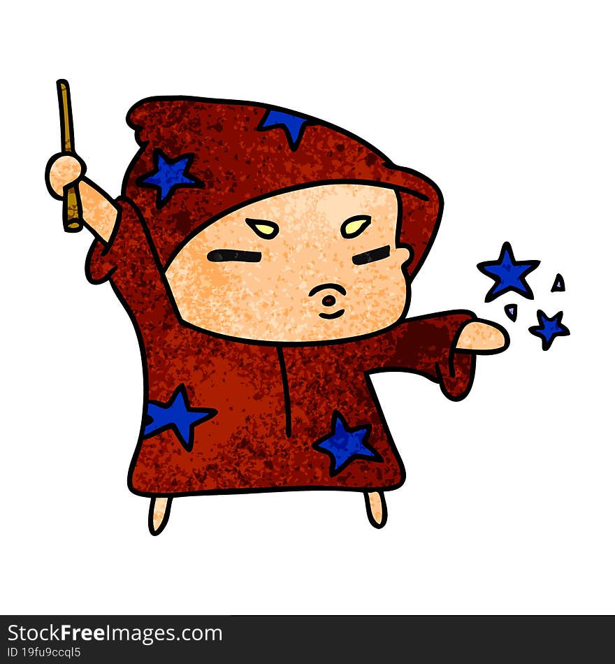 textured cartoon  cute kawaii wizard child