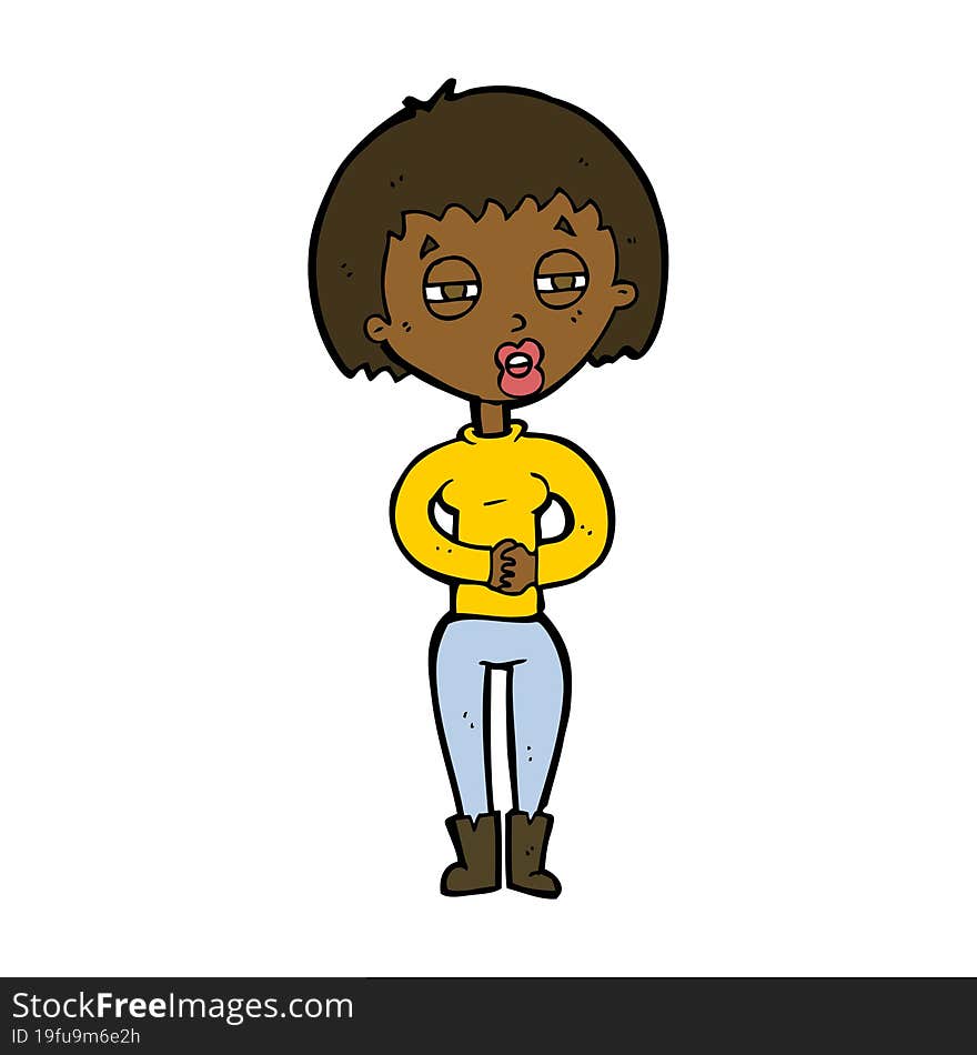 cartoon tired woman