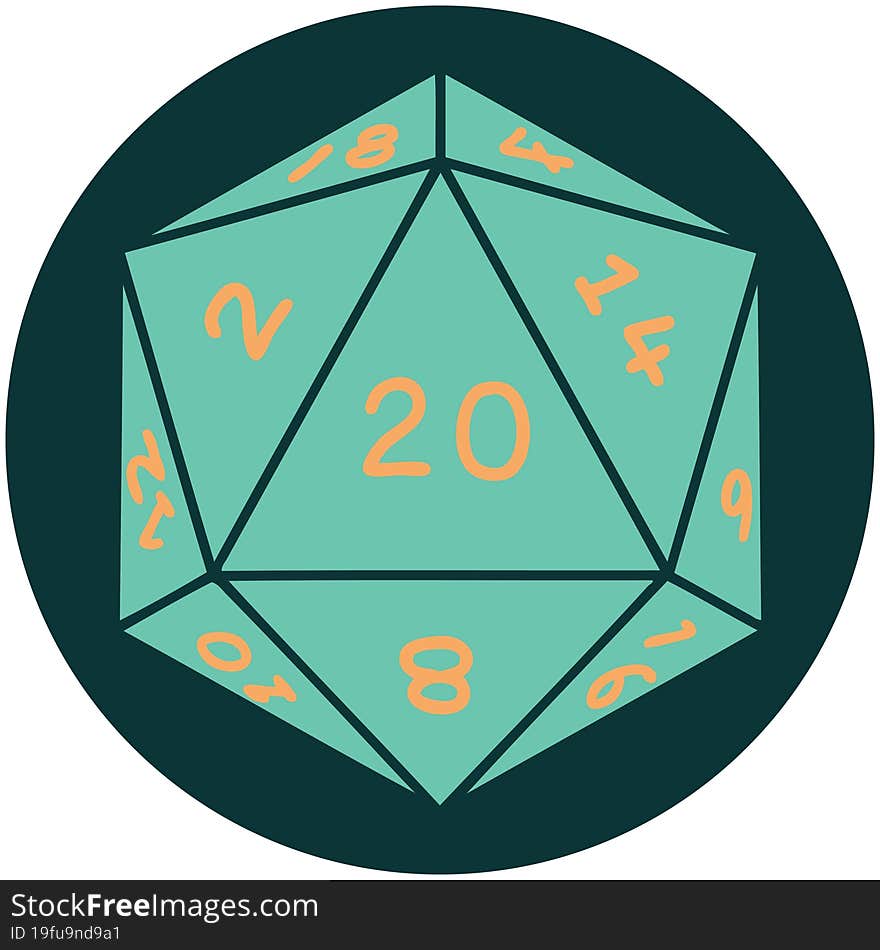 Natural 20 D20 Dice Roll Icon