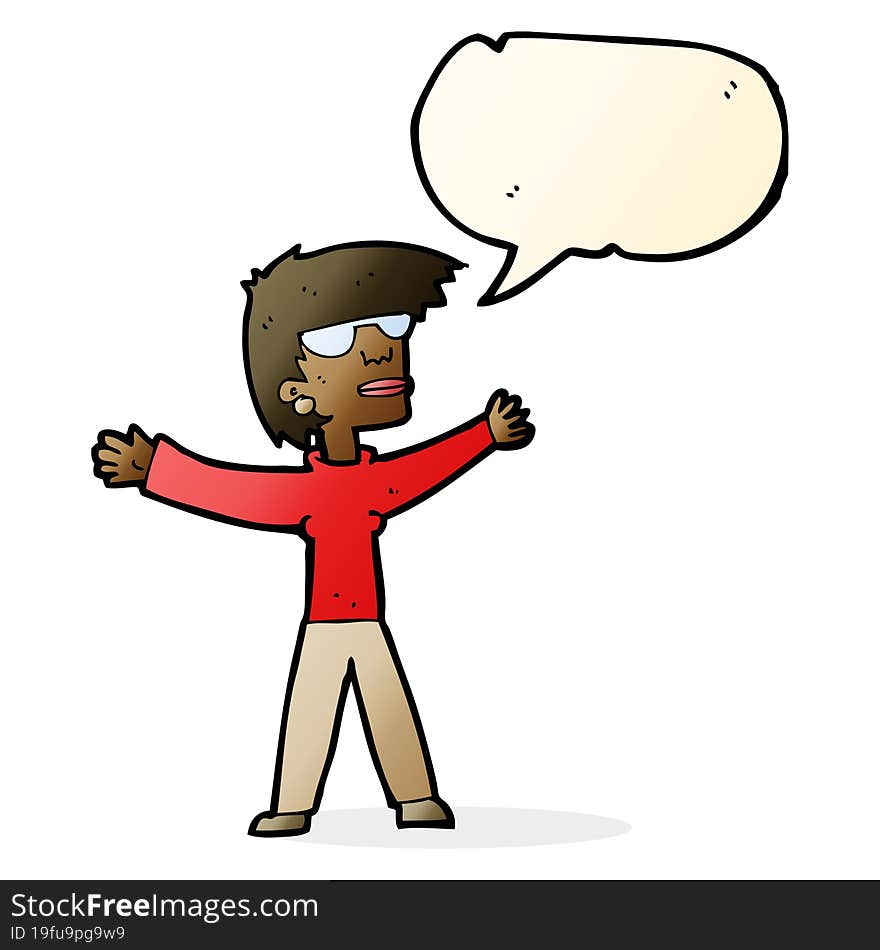 Cartoon Woman Wearing Glasses With Speech Bubble