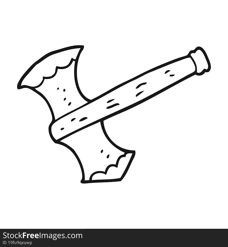 black and white cartoon axe