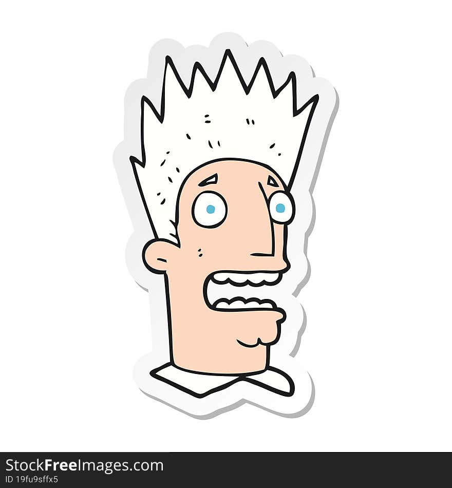 sticker of a cartoon shocked man