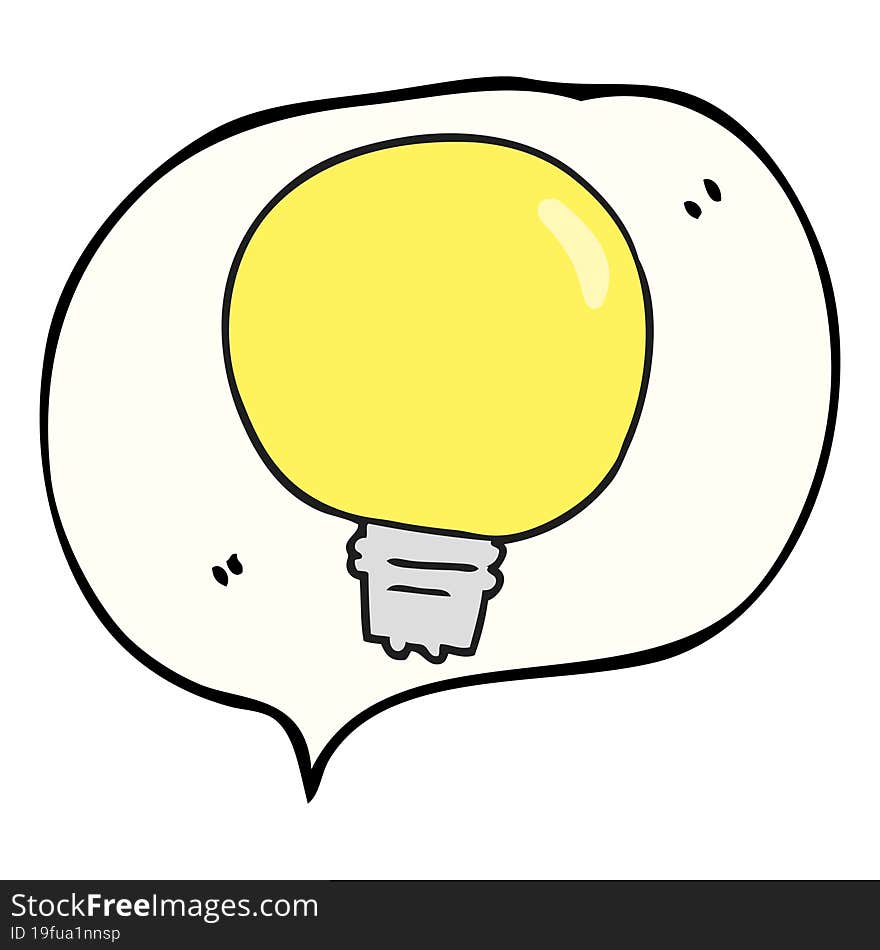 freehand drawn speech bubble cartoon light bulb