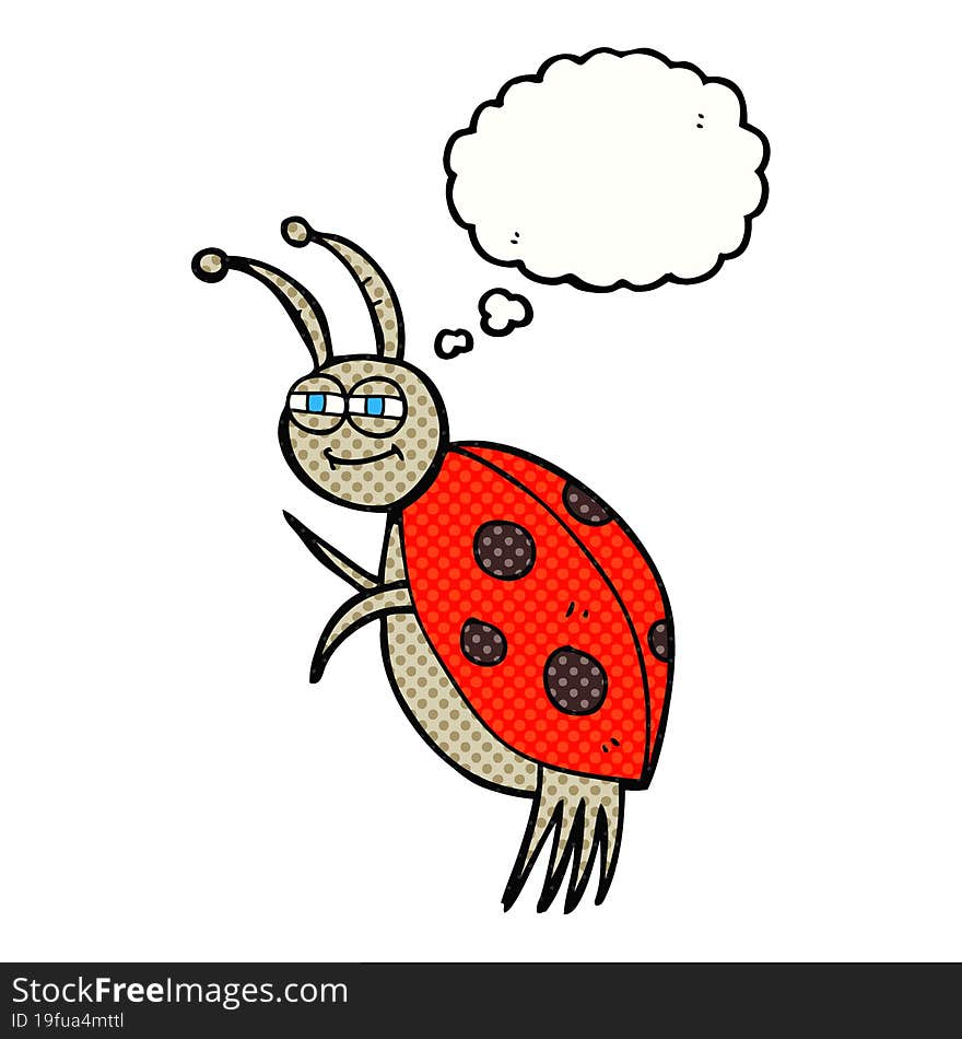 freehand drawn thought bubble cartoon ladybug