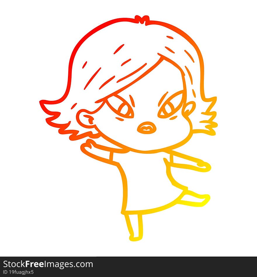 warm gradient line drawing of a cartoon stressed woman