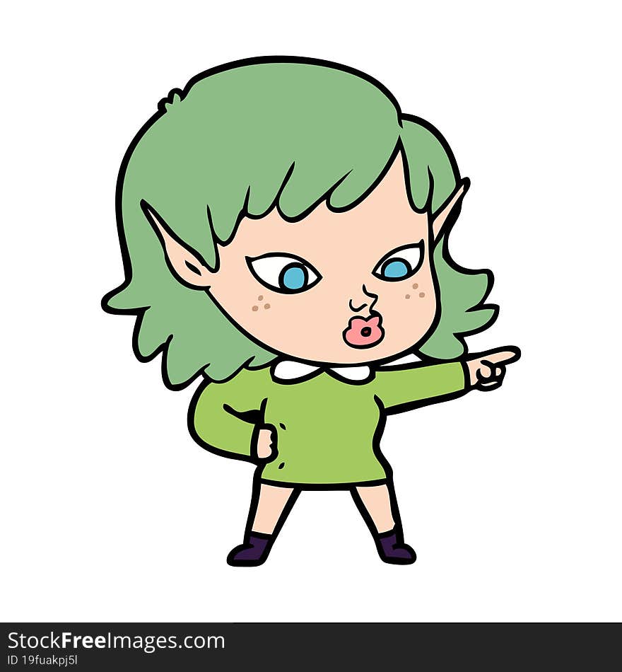 pretty cartoon elf girl. pretty cartoon elf girl