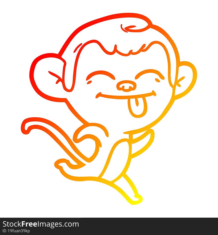 warm gradient line drawing funny cartoon monkey