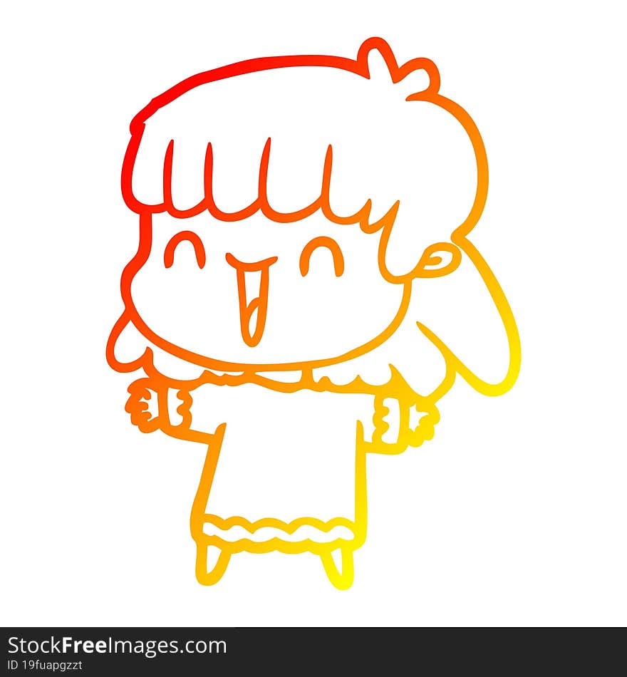 warm gradient line drawing of a cartoon woman