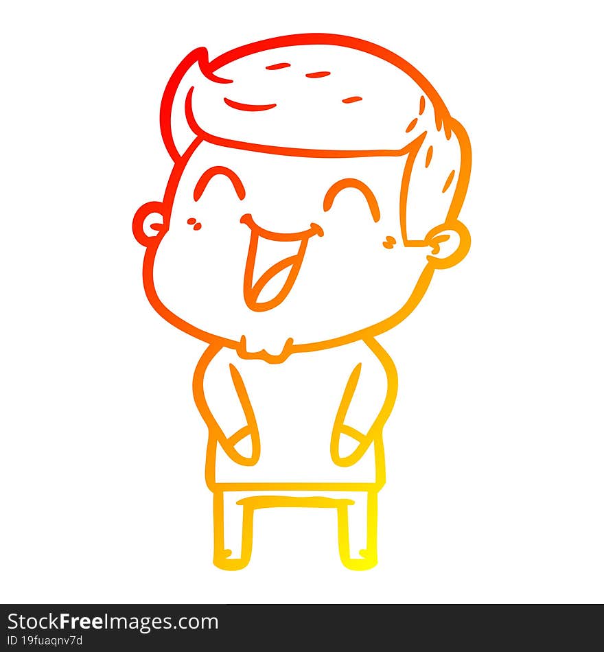 warm gradient line drawing of a cartoon man laughing