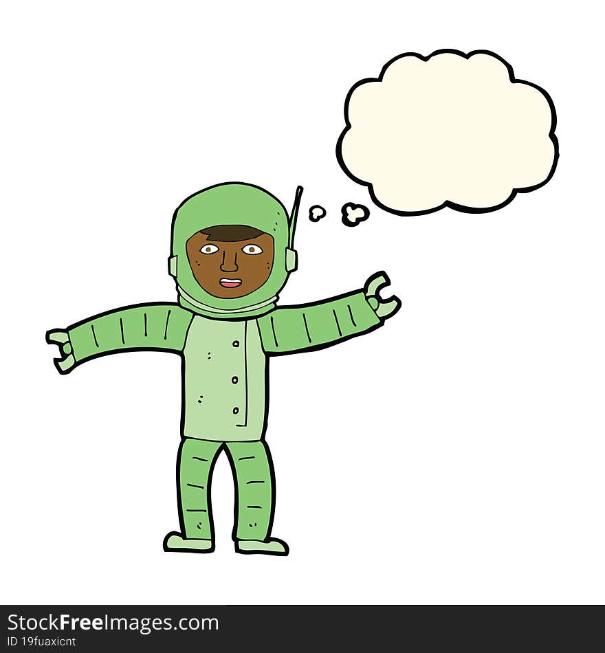 Cartoon Space Man With Thought Bubble