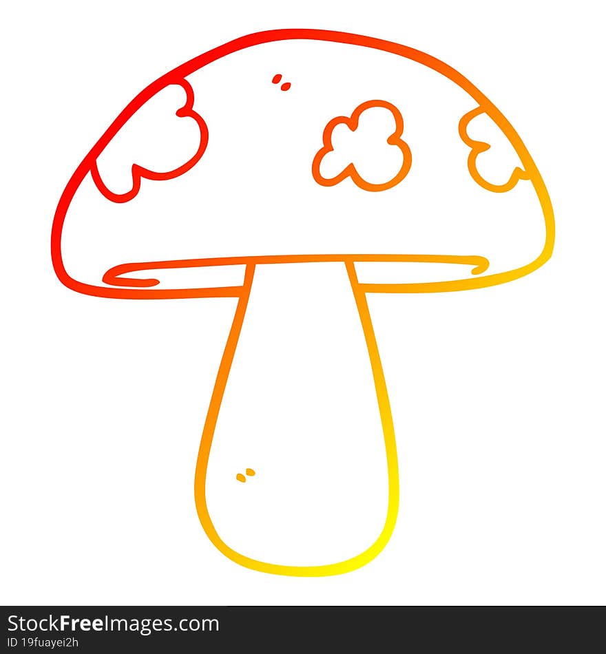 warm gradient line drawing of a cartoon mushroom