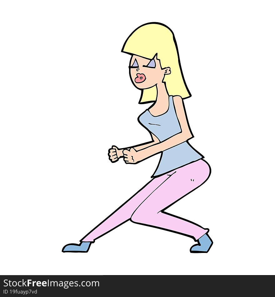 cartoon crazy dancing girl