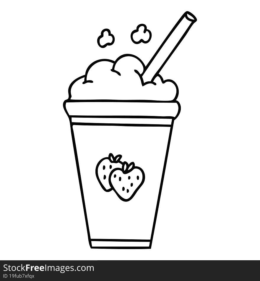 quirky line drawing cartoon strawberry milkshake