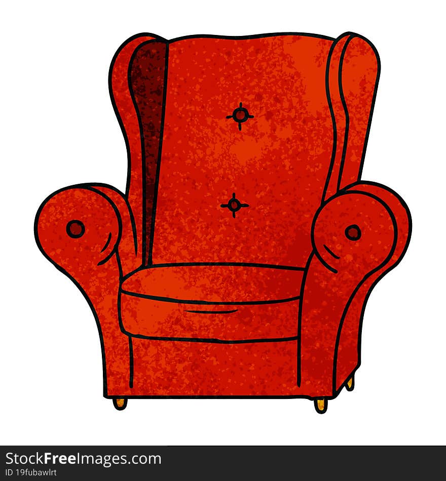 textured cartoon doodle of an old armchair