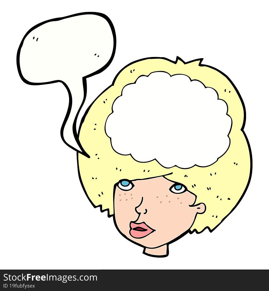 Cartoon Empty Headed Woman With Speech Bubble