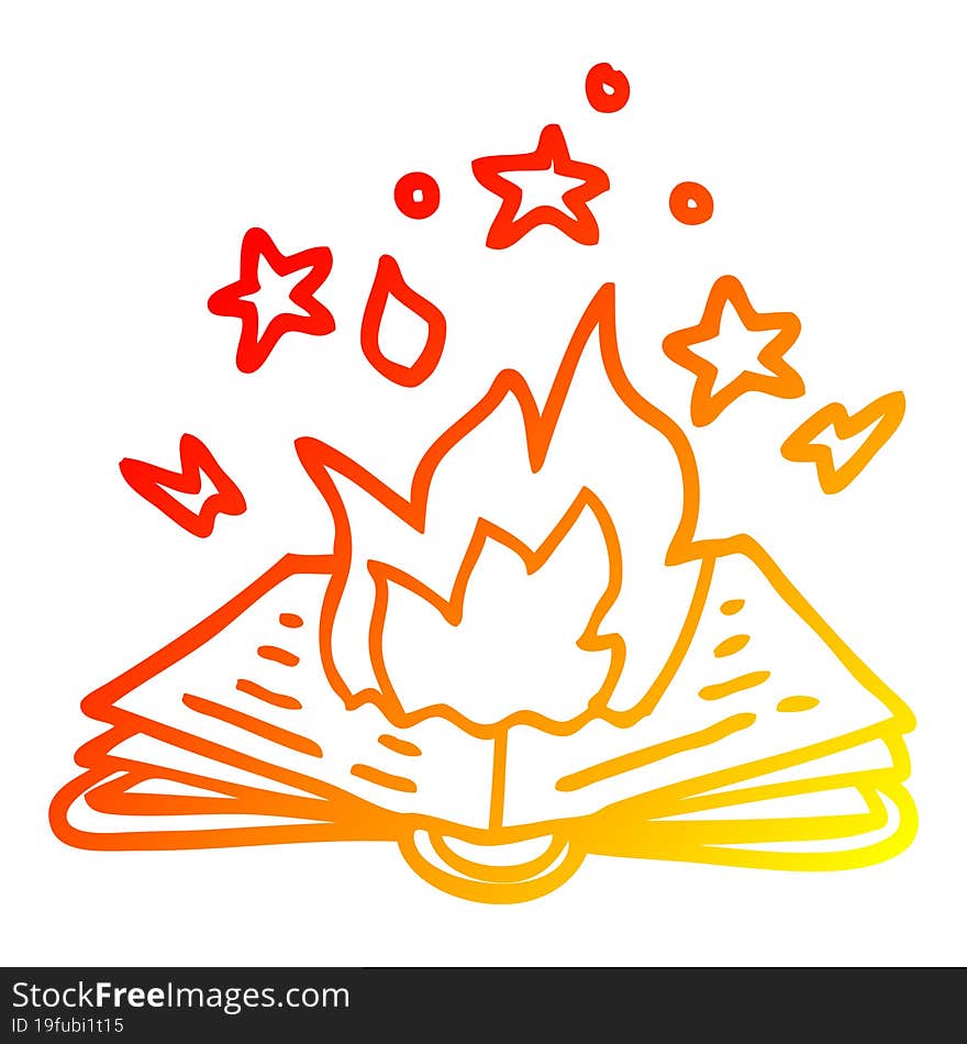 warm gradient line drawing cartoon spell book