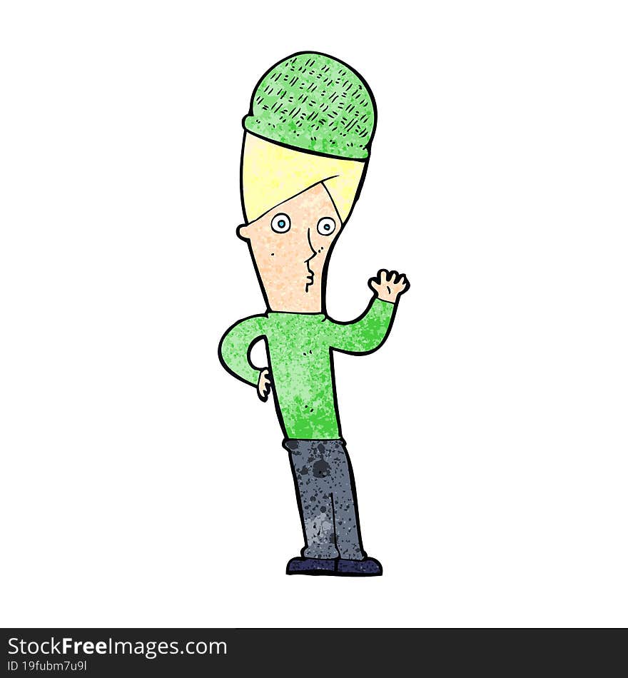 Cartoon Man Wearing Winter Hat