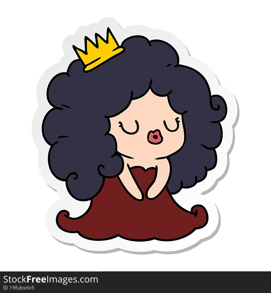 Sticker Cartoon Of Cute Kawaii Girl