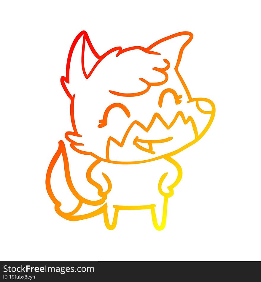 warm gradient line drawing happy cartoon fox