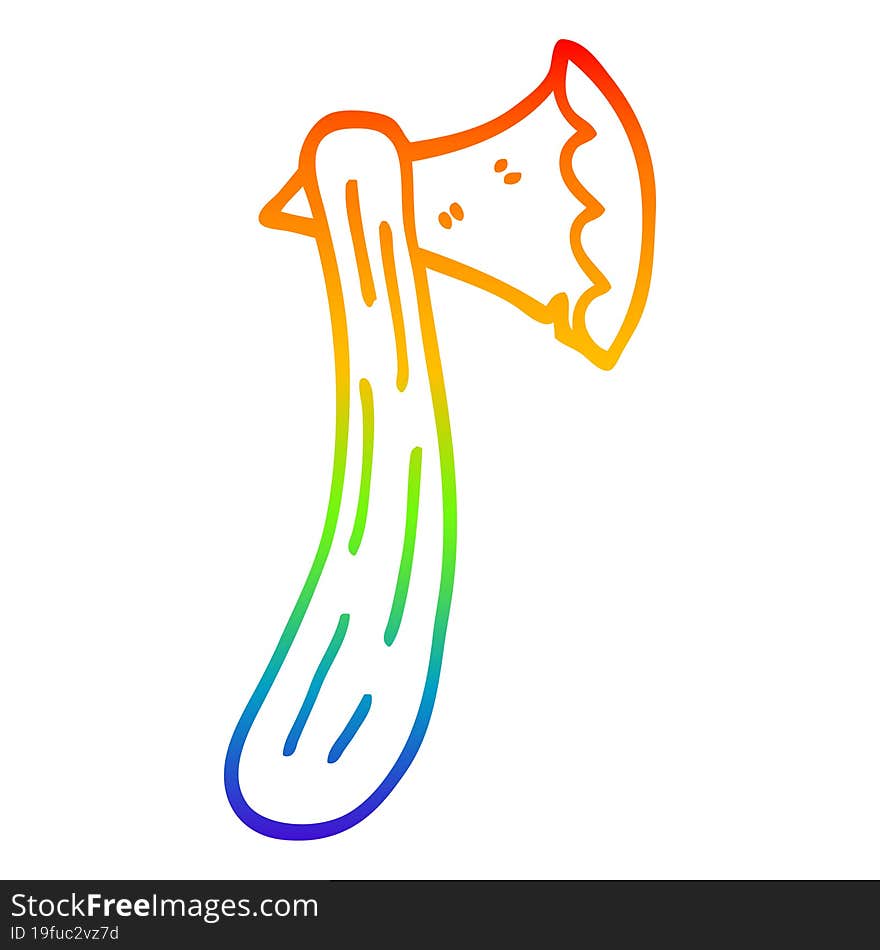 Rainbow Gradient Line Drawing Cartoon Axe