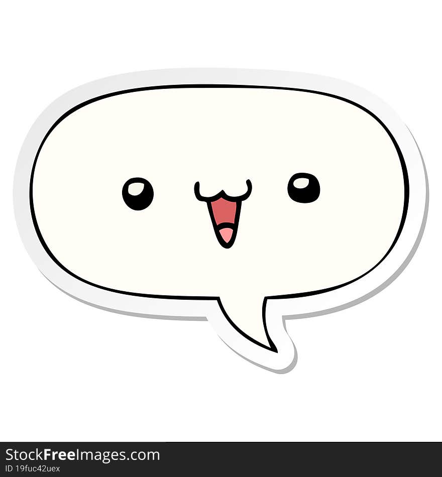 cute happy face cartoon with speech bubble sticker