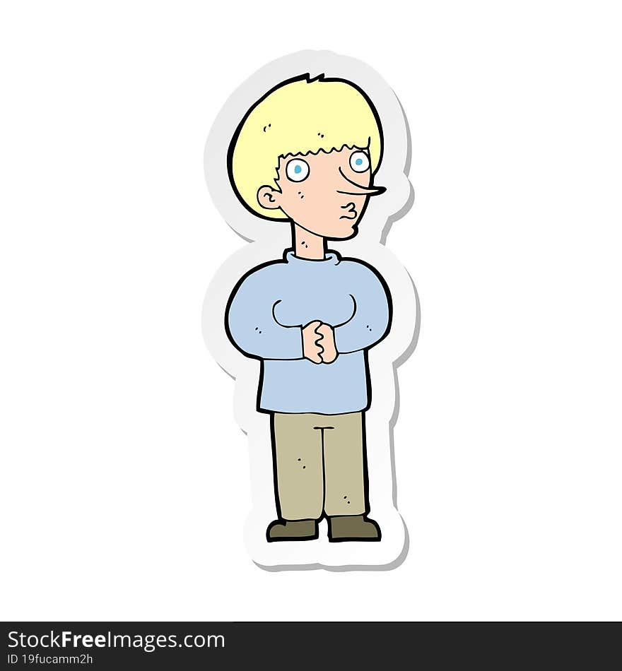 sticker of a cartoon nervous man