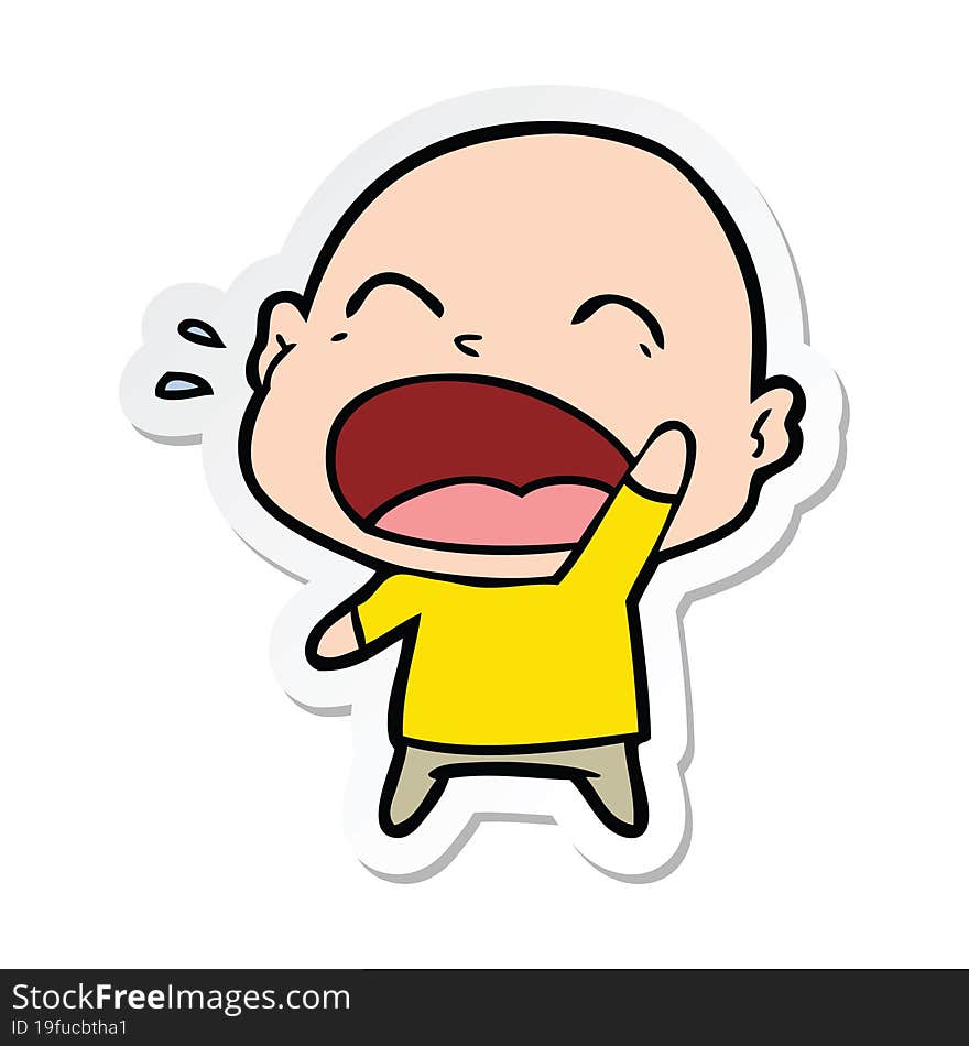 sticker of a cartoon shouting bald man