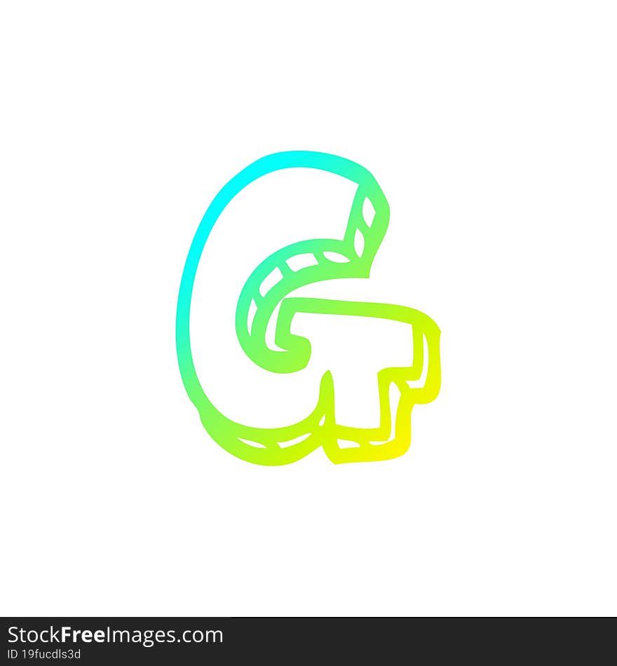 cold gradient line drawing of a cartoon letter g